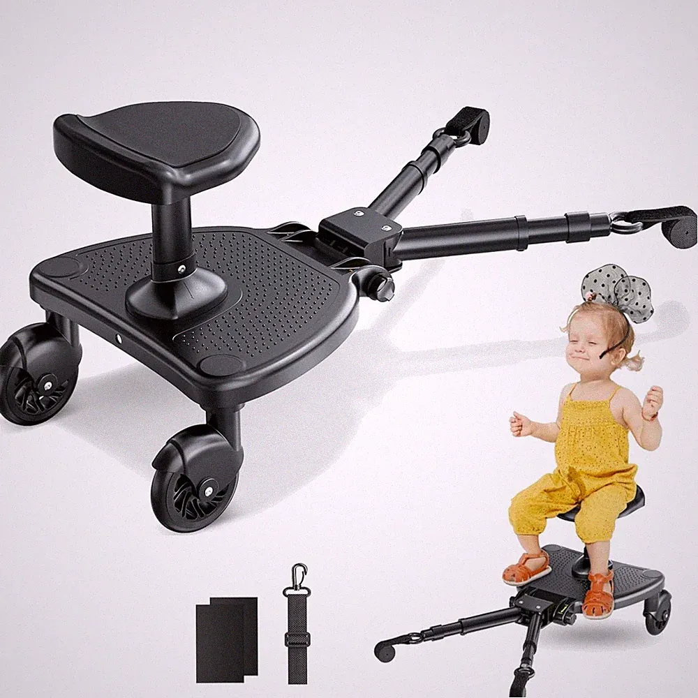 Buggy Board mit Sitz Kinderwagen Trittbrett 2-6 Jahre Universal belastbar 25kg