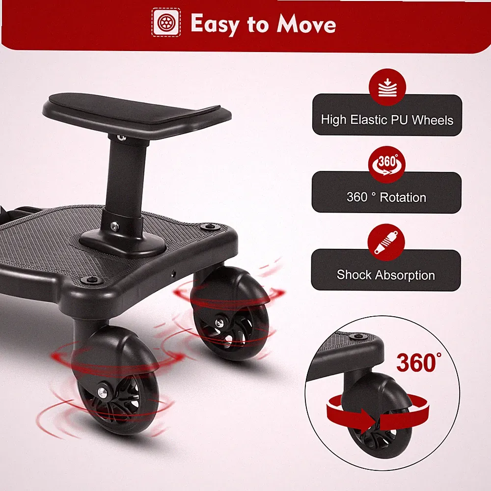 Buggy Board Trittbrett mit Sitz für Kinderwagen Rollbrett Universal bis 25kg DHL