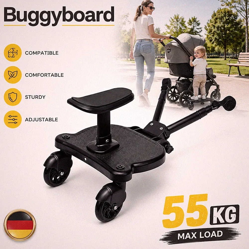 Buggy Board Universal 55 kg 2-in-1 Mitfahrplattform Kinderwagen Trittbrett DHL