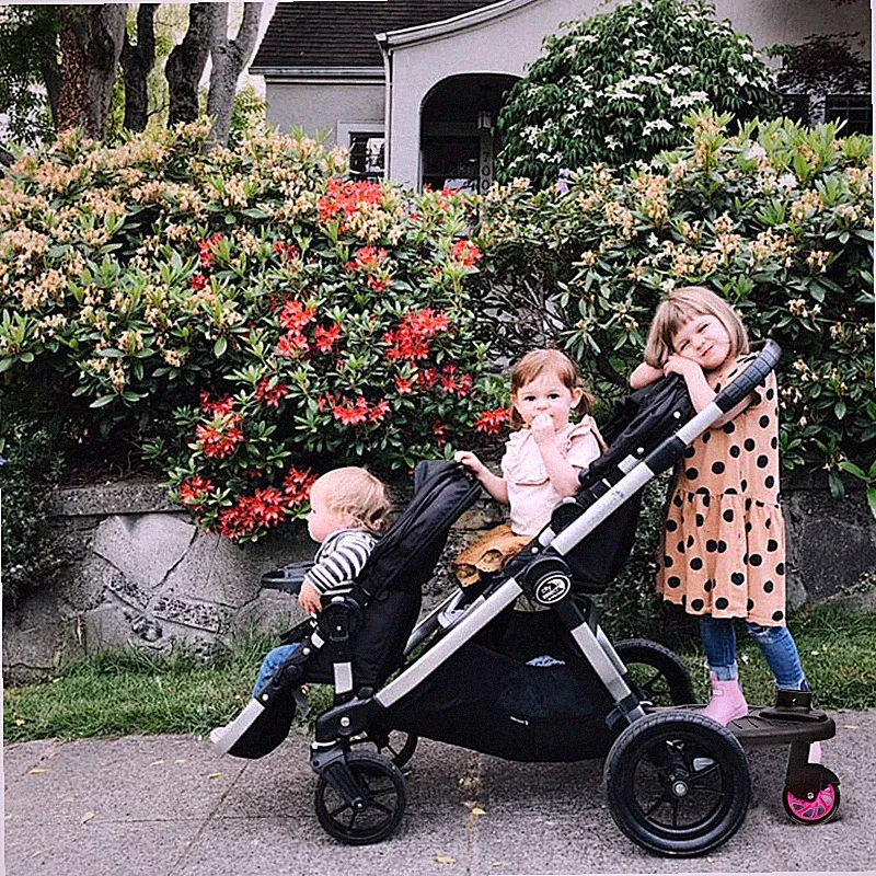 Buggy Board Zweirad 360° Rollbrett Bis 25KG Mitfahrbrett Kinderwagen mit Sitz