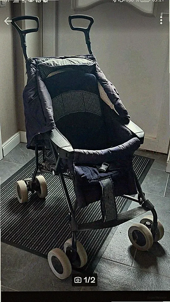 Buggy Einsitzer klappbar/faltbar mit verstellbarer Rückenlehne, Blau/Weiß