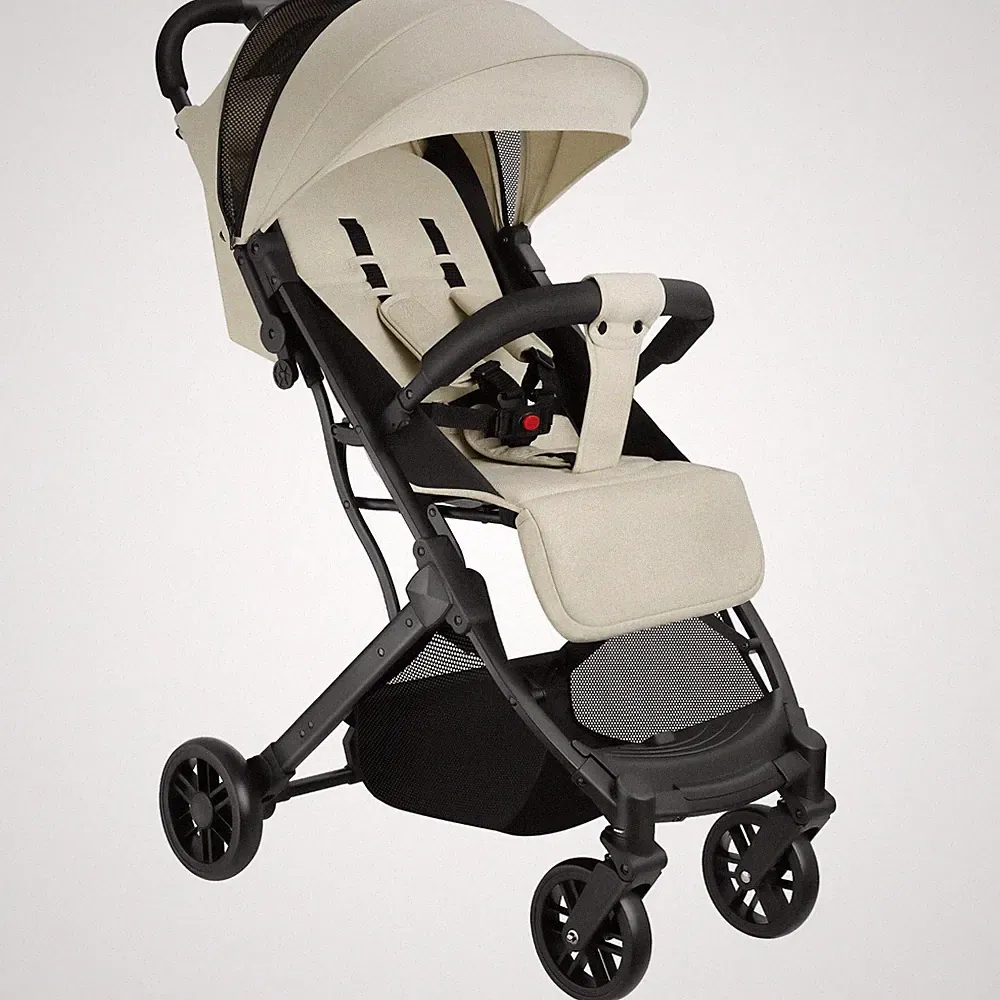 Buggy-Kinderwagen Finn, klappbar, 5-Punkt-Gurt Buggy Babywagen grau/beige B-Ware
