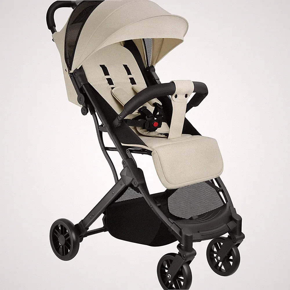 Buggy-Kinderwagen Finn, klappbar, 5-Punkt-Gurt Buggy Babywagen grau/beige B-Ware