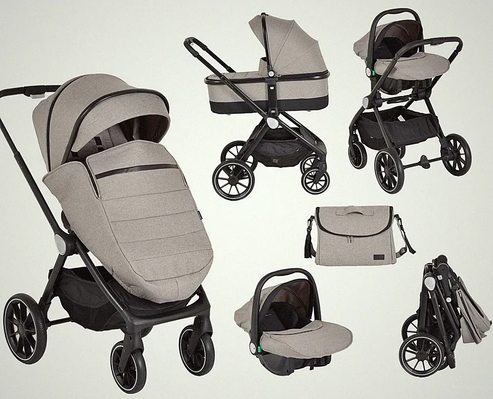 Cangaroo Kombikinderwagen 3 in 1 Christiano Babywanne Babyschale klappbar Tasche