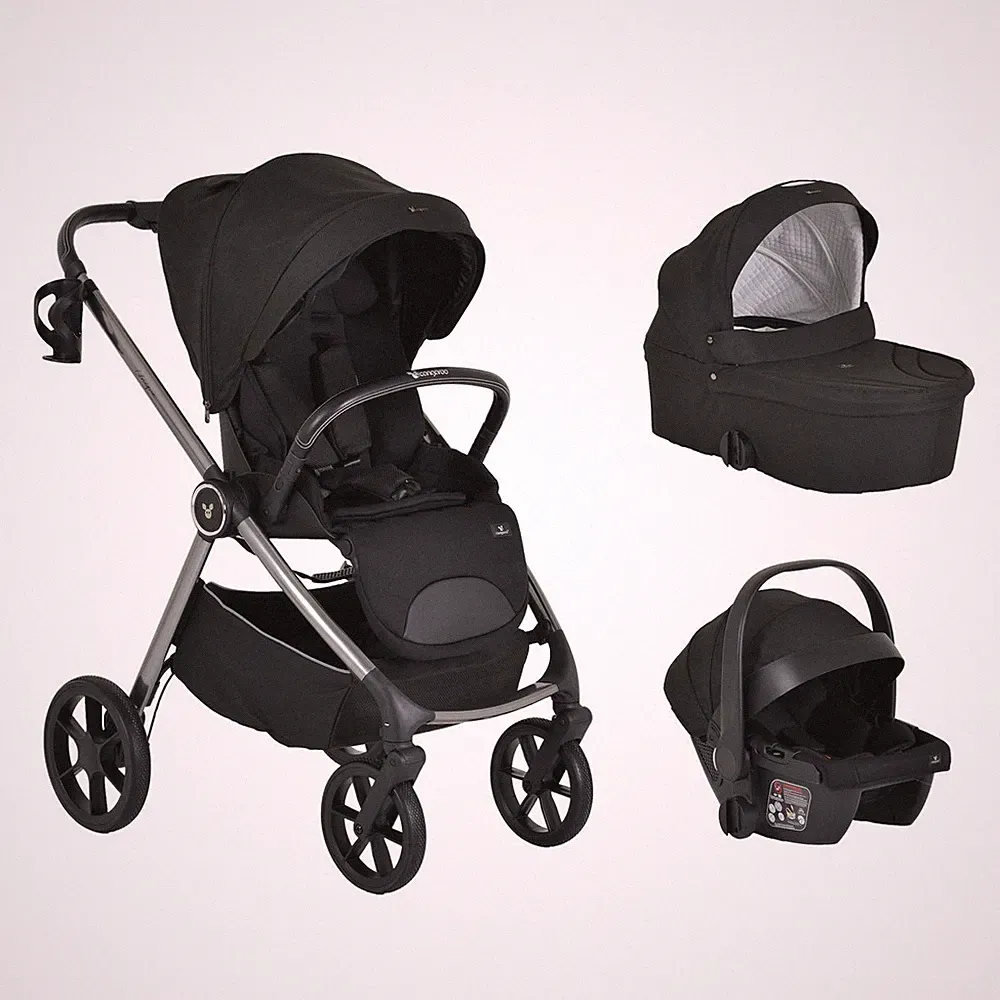 Cangaroo Kombikinderwagen Unique 3 in 1 Babyschale Stoßdämpfer PU-Räder Tasche