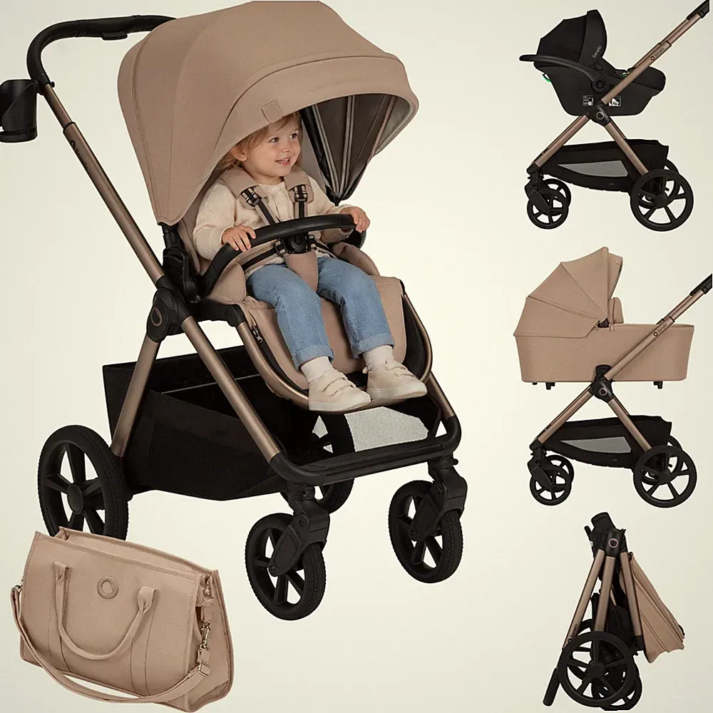 CARMINE 3-in-1 Kinderwagen, Buggy und Babyschale, Babytrage, bis 22kg, 0–4 Jahre
