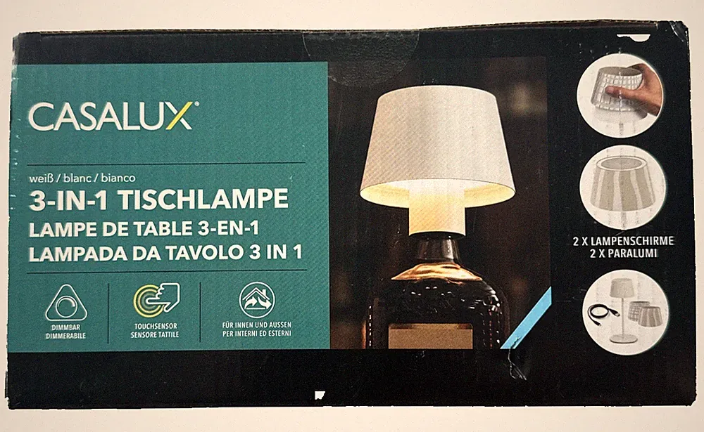 Casalux LED RGB+Warmweiß 3in1 Tischlampe, dimmbar, Farbwechsel, USB Akku, neu