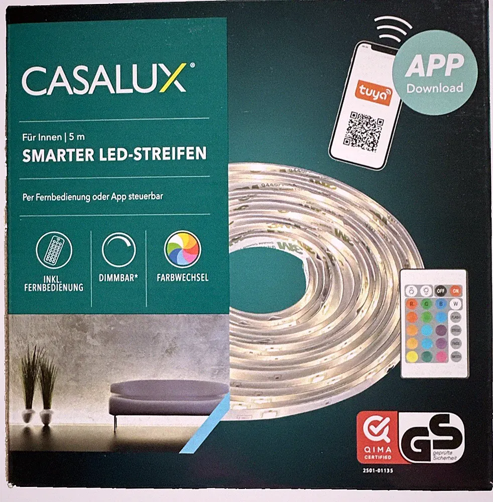 Casalux Smart APP LED-RGB-Streifen, 5m, kürzbar, dimmbar, mit Fernbed., neu&ovp