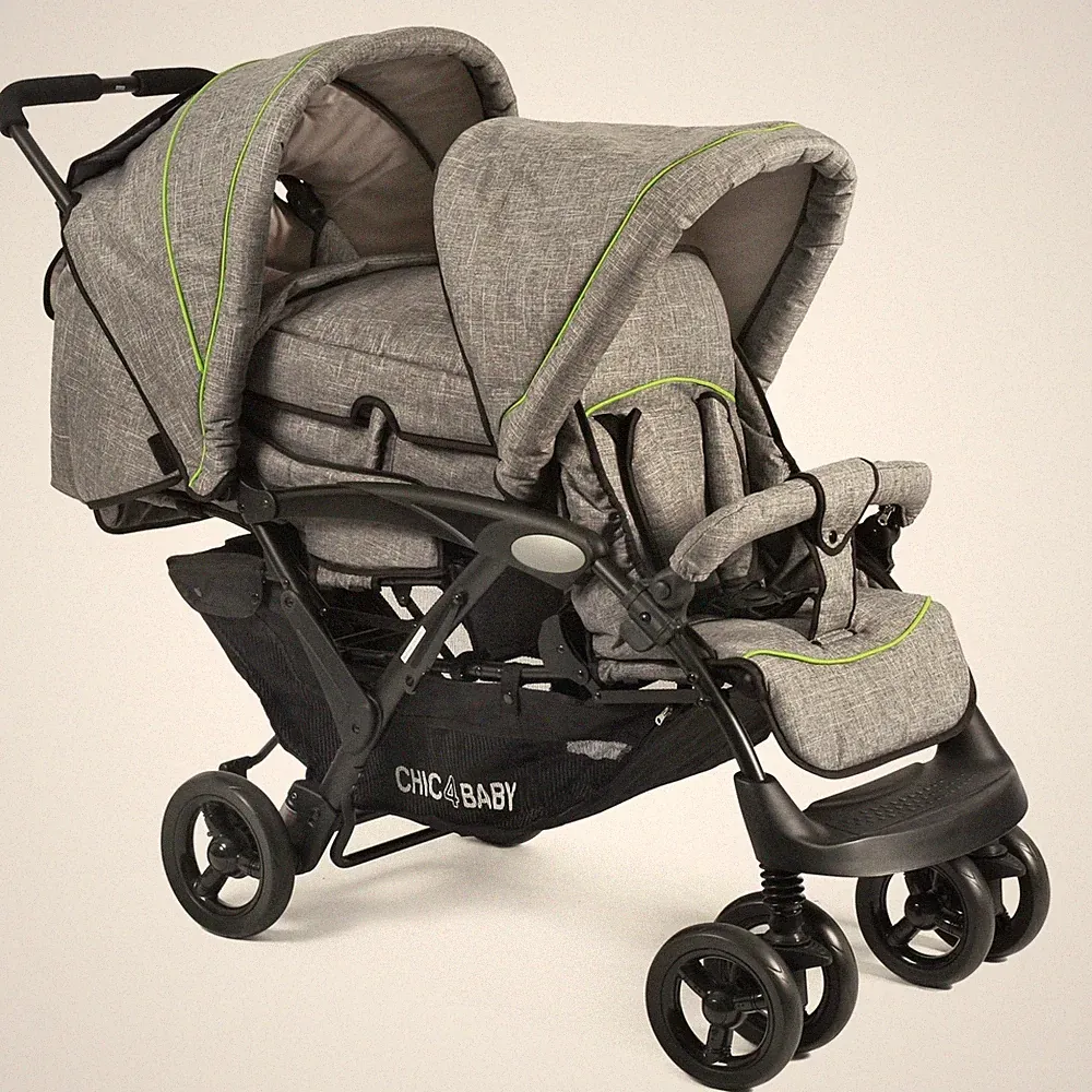 Chic 4 Baby Geschwisterwagen Duo + Tragetasche & Regenhaube Jeans grey