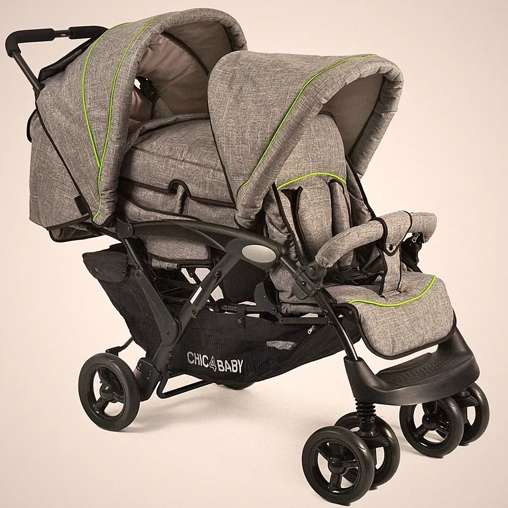 Chic 4 Baby Geschwisterwagen Duo + Tragetasche & Regenhaube Jeans grey NEU