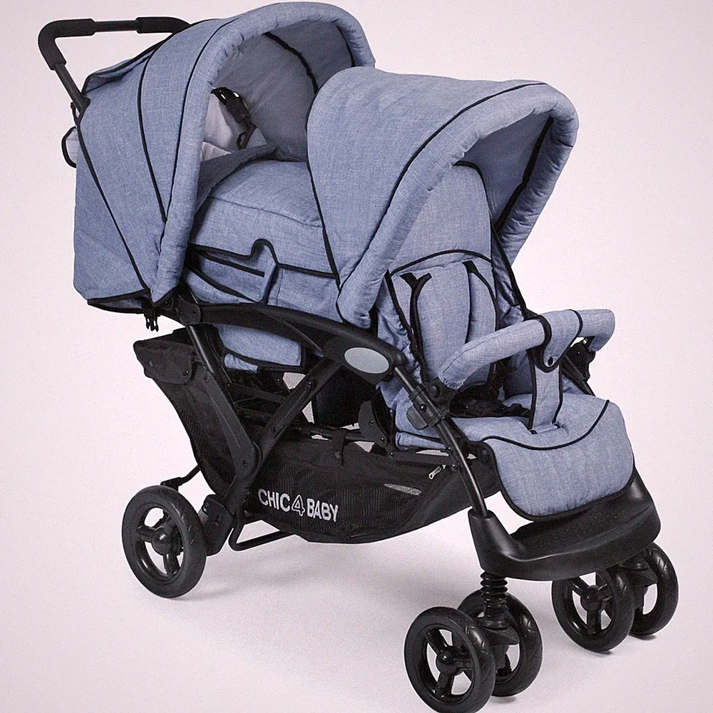 Chic 4 Baby Geschwisterwagen Duo + Tragetasche & Regenhaube Jeans hellblau