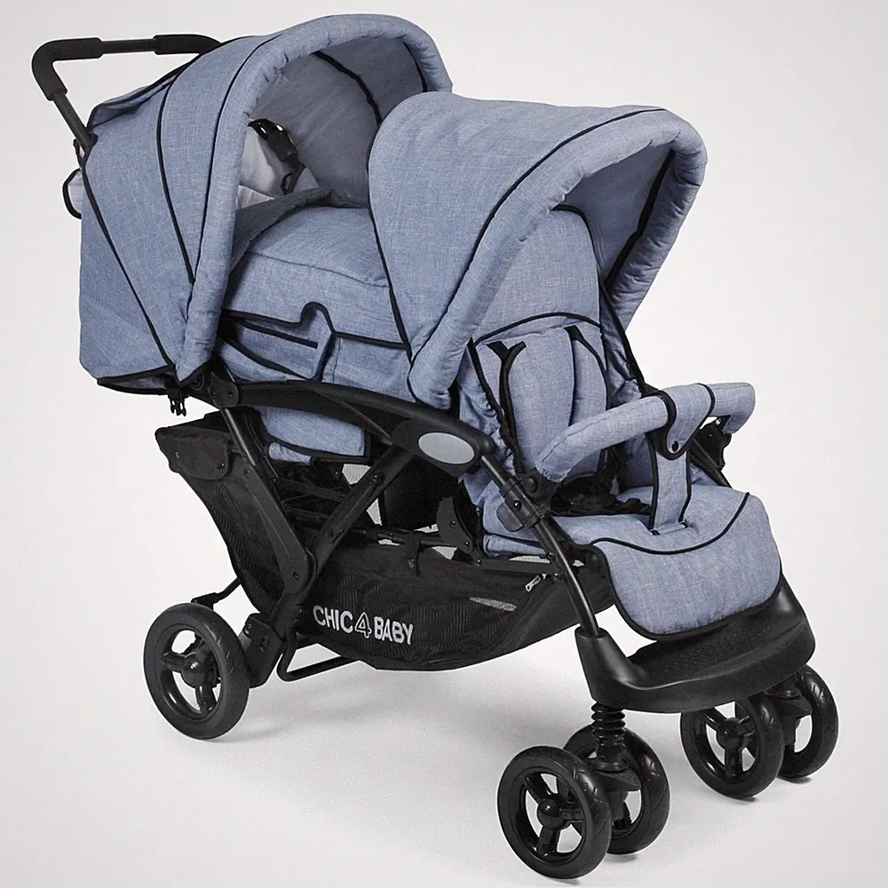 Chic 4 Baby Geschwisterwagen Duo + Tragetasche & Regenhaube Jeans hellblau NEU