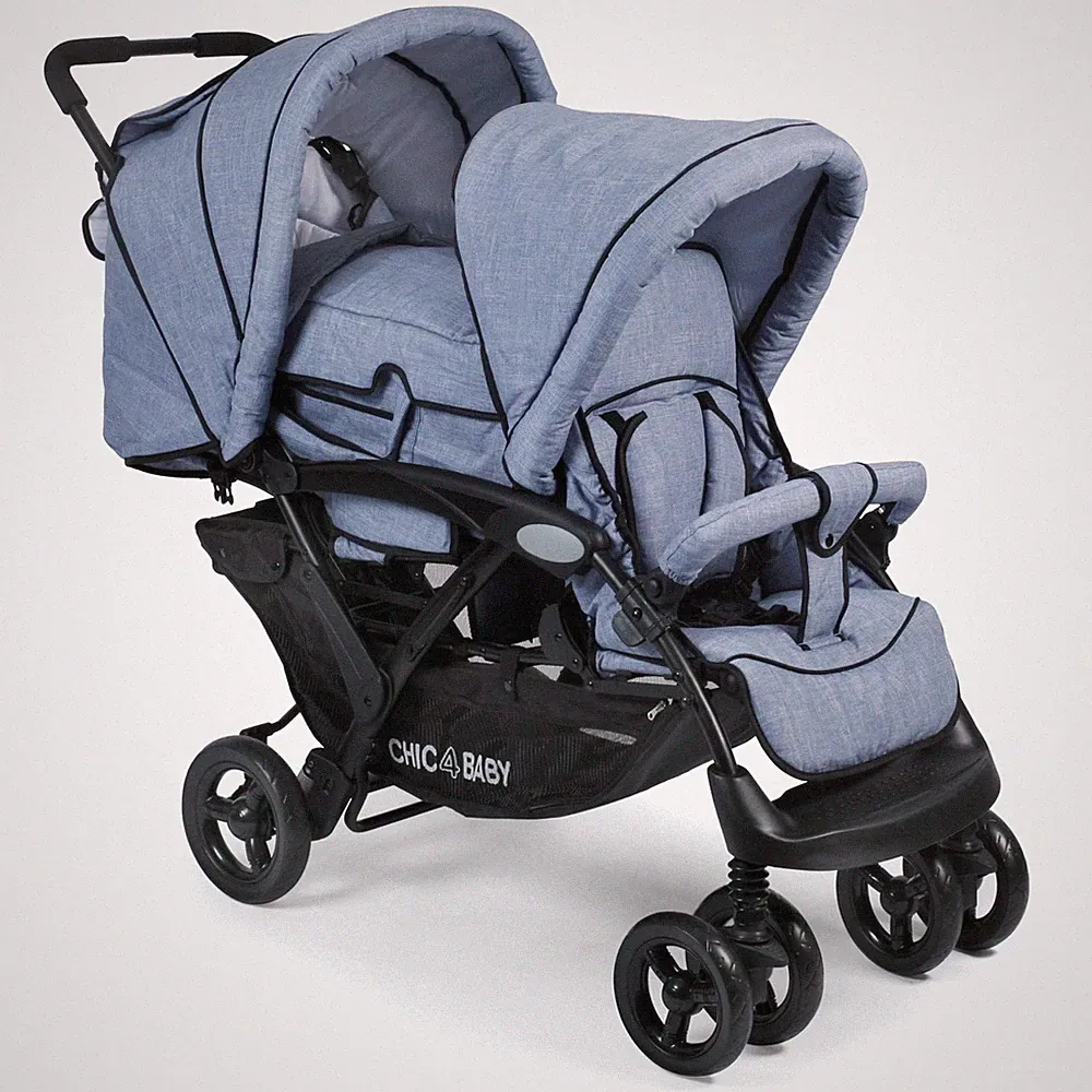 Chic 4 Baby Geschwisterwagen Duo + Tragetasche & Regenhaube Jeans hellblau NEU