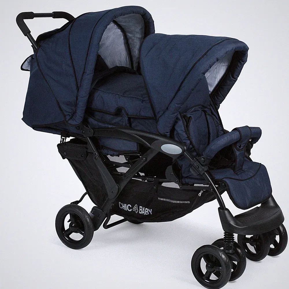 Chic 4 Baby Geschwisterwagen Duo + Tragetasche & Regenhaube Jeans navy blue TOP