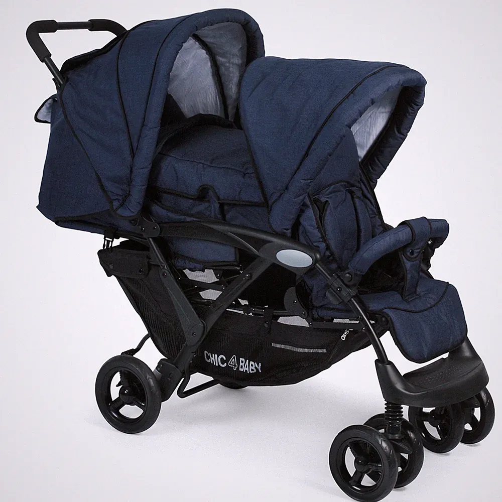 Chic 4 Baby Geschwisterwagen Duo + Tragetasche & Regenhaube Jeans navy blue TOP