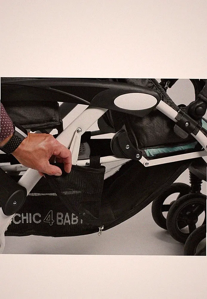 Chic 4 Baby Zwillingsbuggy Zweisitzer klappbar mit Regenschutz grau/türkis