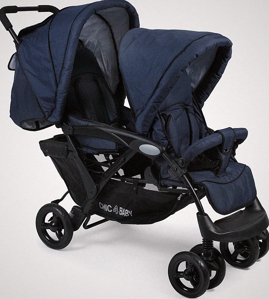 CHIC4BABY Geschwister Kinderwagen DUO navy 56x130x112cm Ausstellungsstück