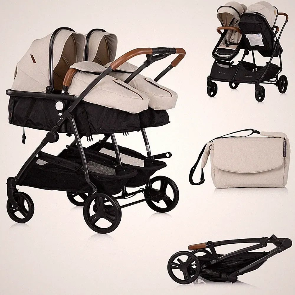 Chipolino Geschwisterkinderwagen Duo Smart klappbar umbaubar verstellbar Fußsack