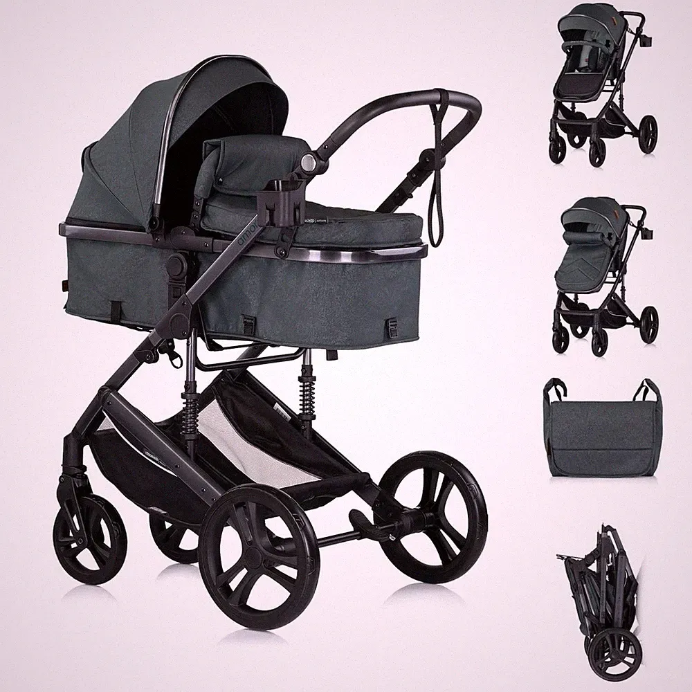 Chipolino Kinderwagen 2 in 1 Amore Getränkehalter Wickeltasche Fußabdeckung Korb