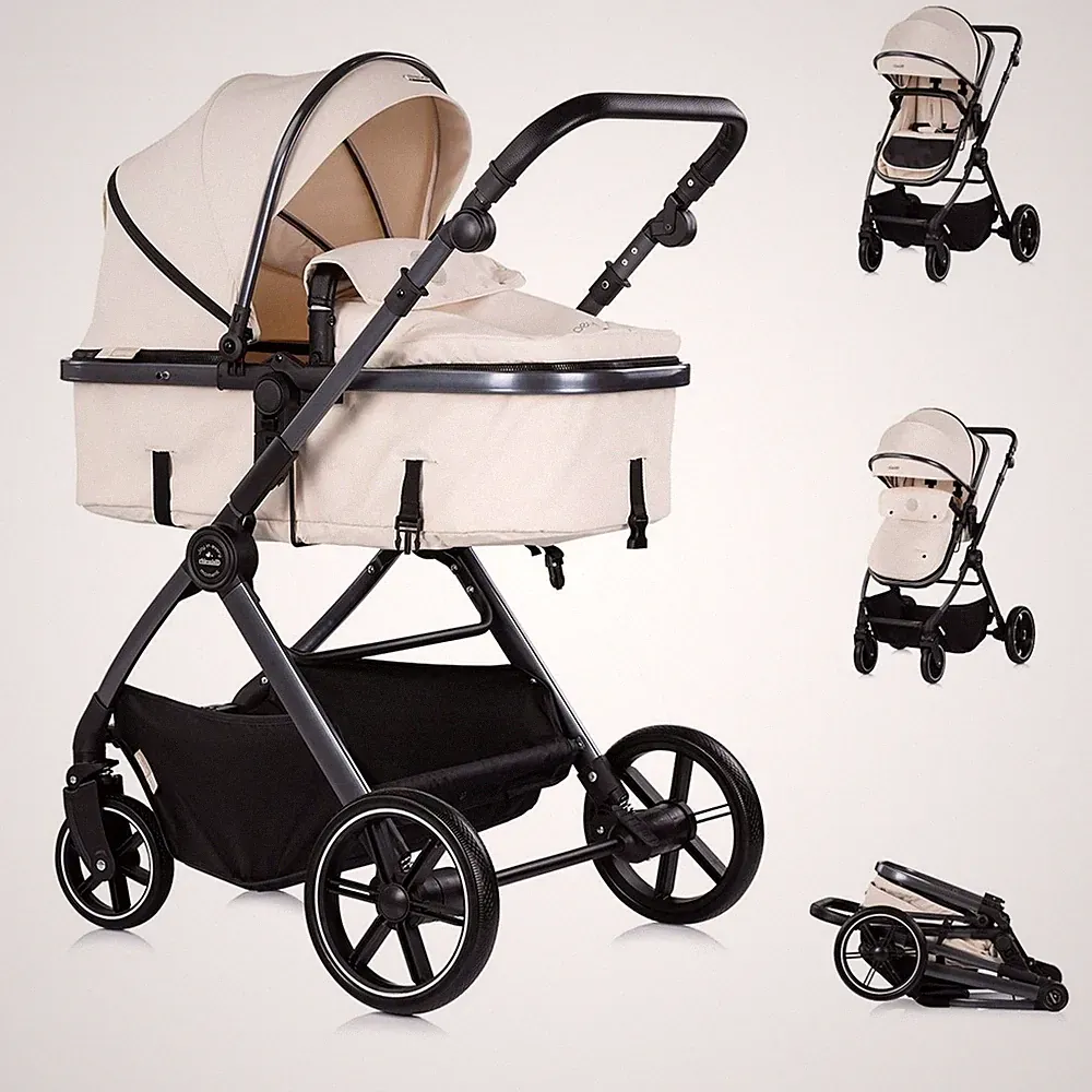 Chipolino Kombikinderwagen Pearl 2 in 1 umbaubar Rucksack Fußsack Korb Federung