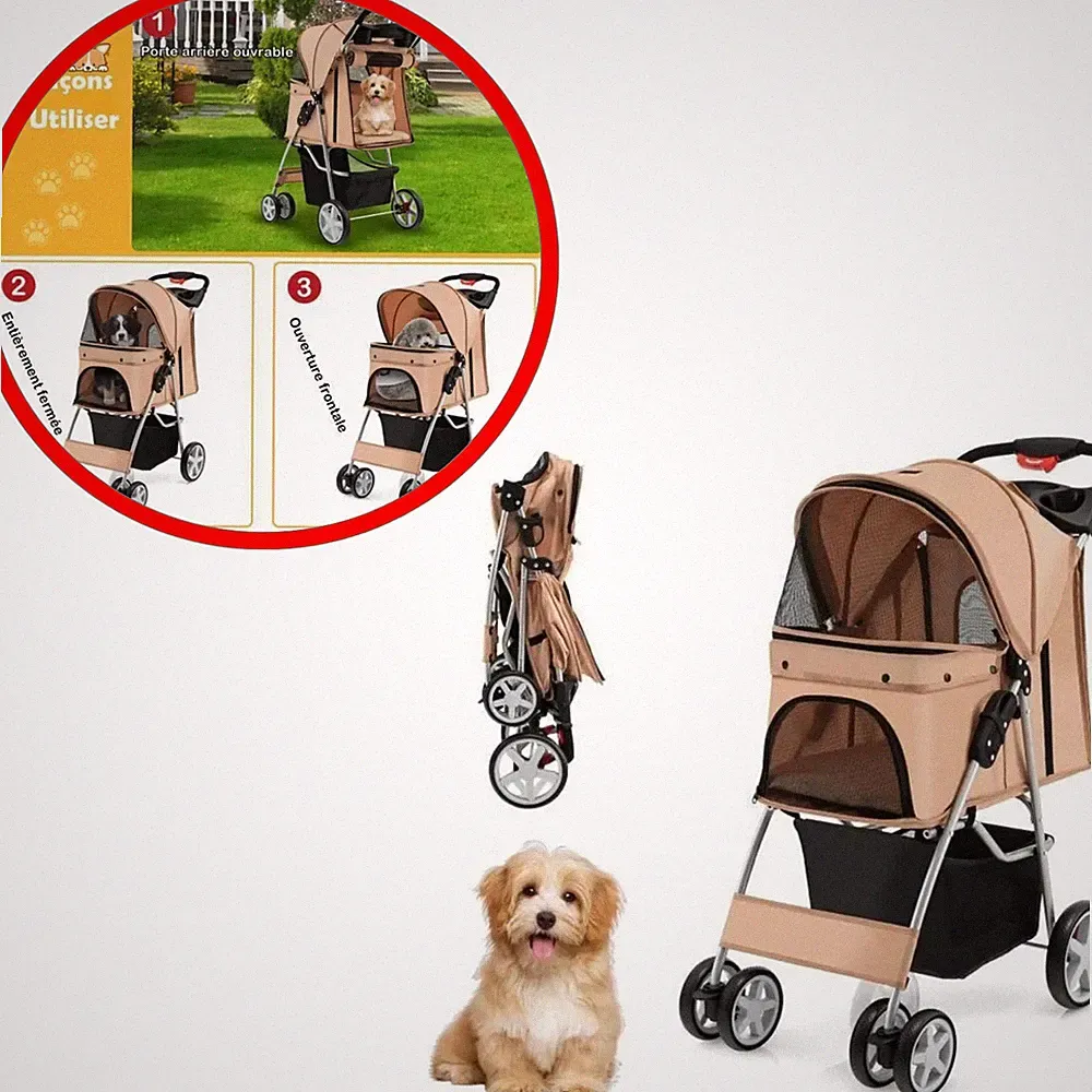 COSTWAY faltbarer Kinderwagen 4 Rollen Chien Katze - einfacher Transport und...