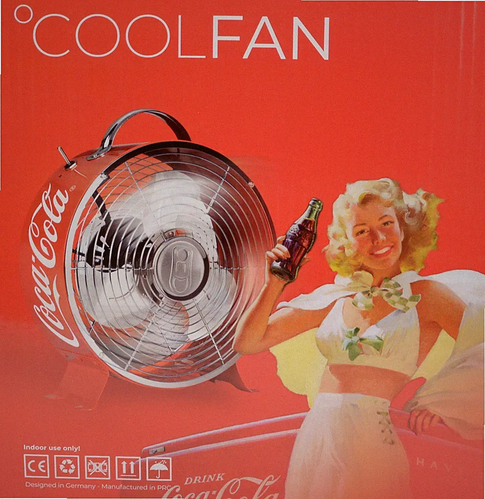 Cubes CoolFan Coca Cola Ventilator Vintage 26 cm Durchmesser rot NEU OVP