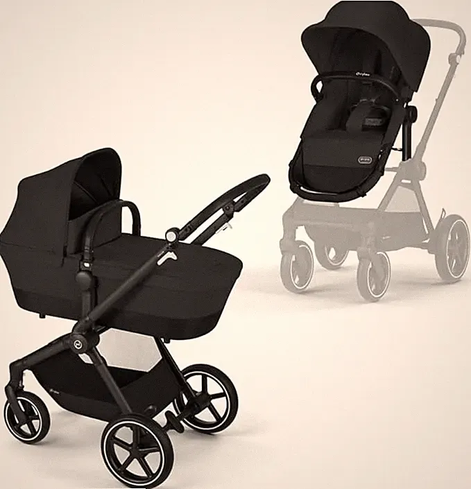 CYBEX EOS LUX 2IN1 KINDERWAGEN MOON BLACK BABYWANNE BUGGY