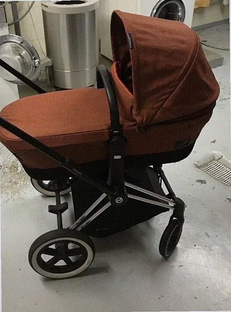 Cybex Priam Kinderwagen + Sportsitz + Wanne, Farbe: autumn gold burned red denim