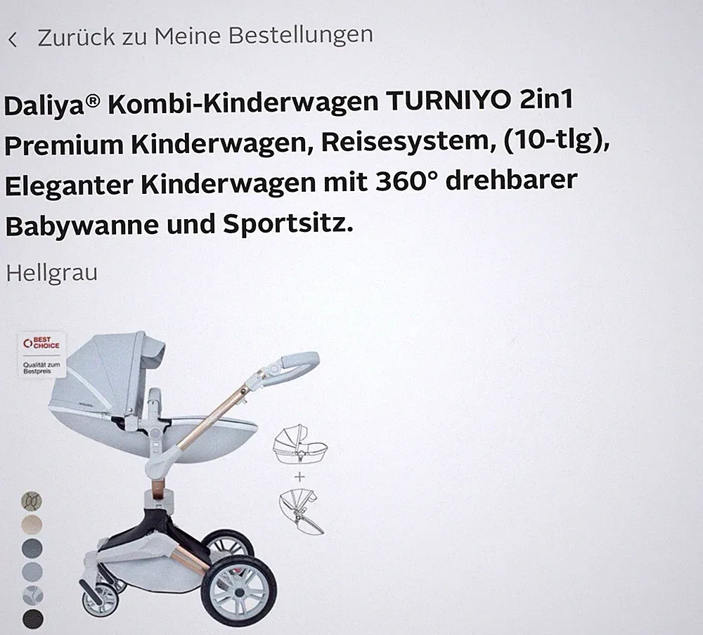 Daliya TURNIYO 2in1 Kombikinderwagen 360° drehbar Hellgrau F023 Maxi-Cosi