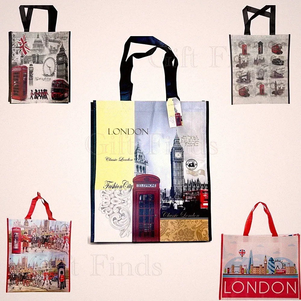 Damen Frauen London Souvenir Einkaufstaschen Beuteltasche Shopper Tasche wiederverwendbar Öko Tasche