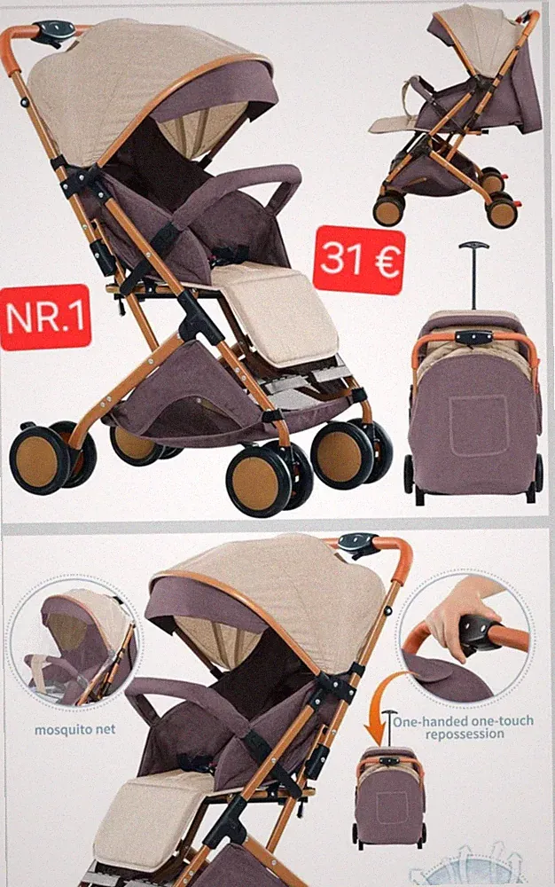 Das Bild zeigt einen sportlichen Kinderwagen, der leicht und kompakt ist und sic