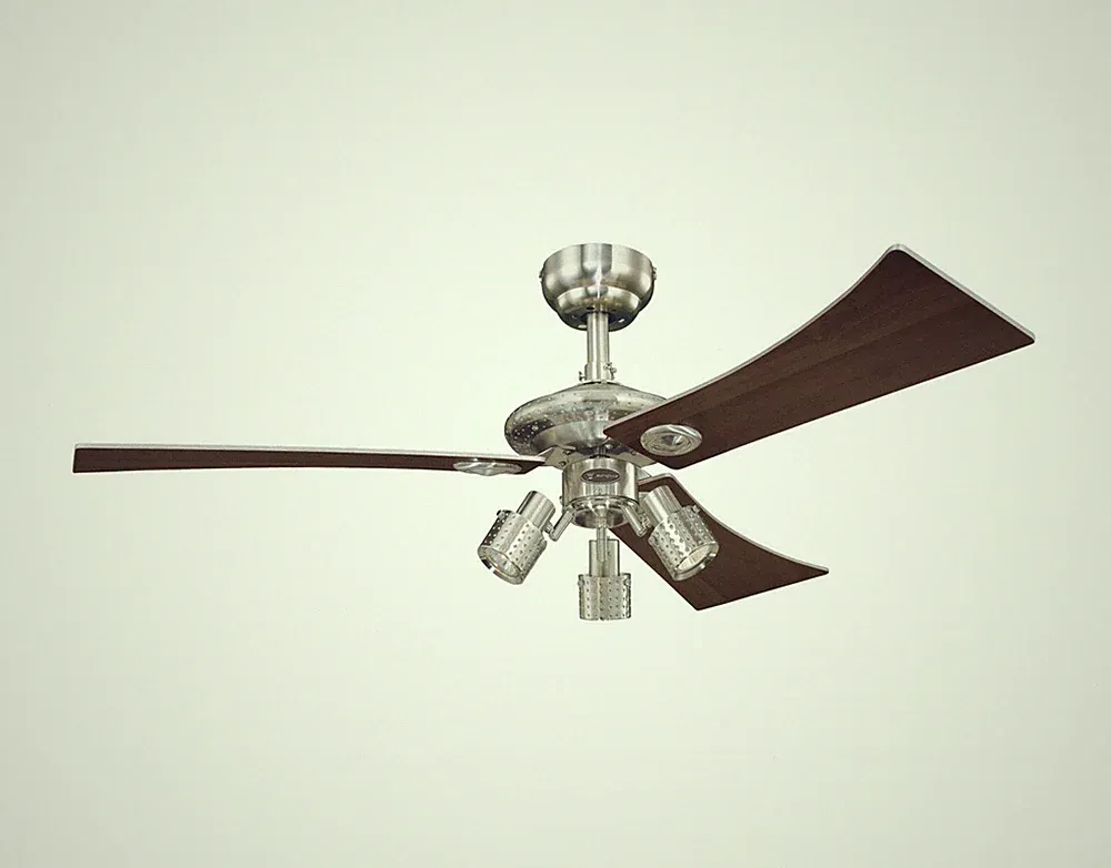 Deckenventilator mit Beleuchtung und Zugschnur Audubon Nickel gebürstet 122 cm