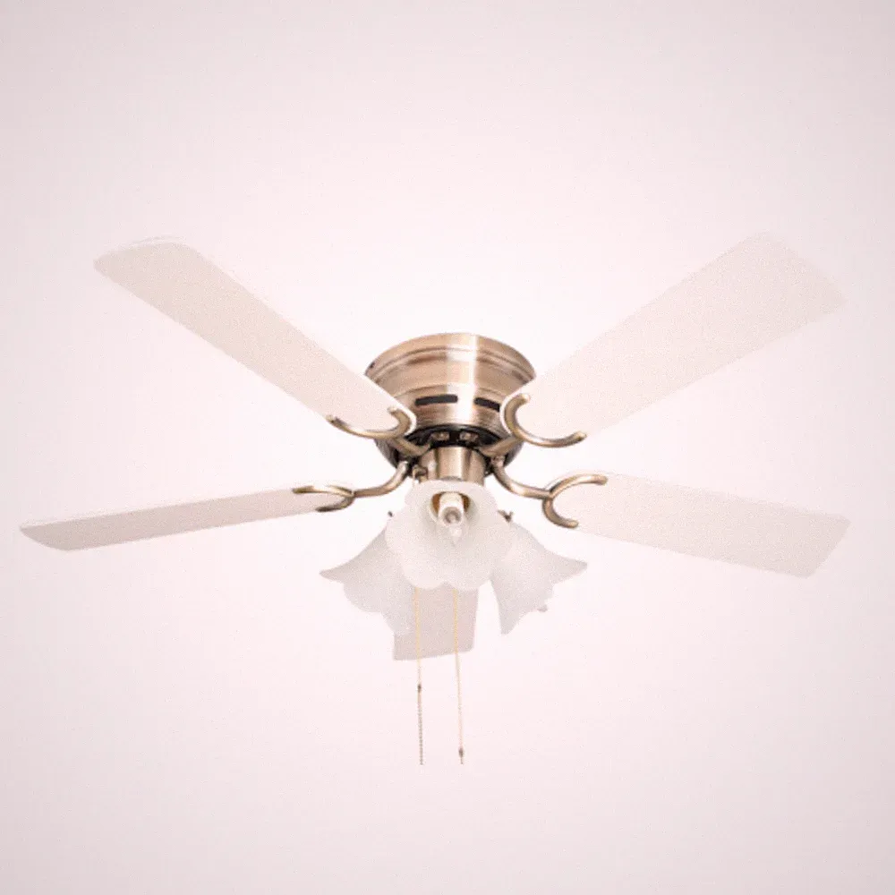 Deckenventilator mit Lampen Kisa Deluxe Messing 105 cm Flügel Weiß & Ahorn