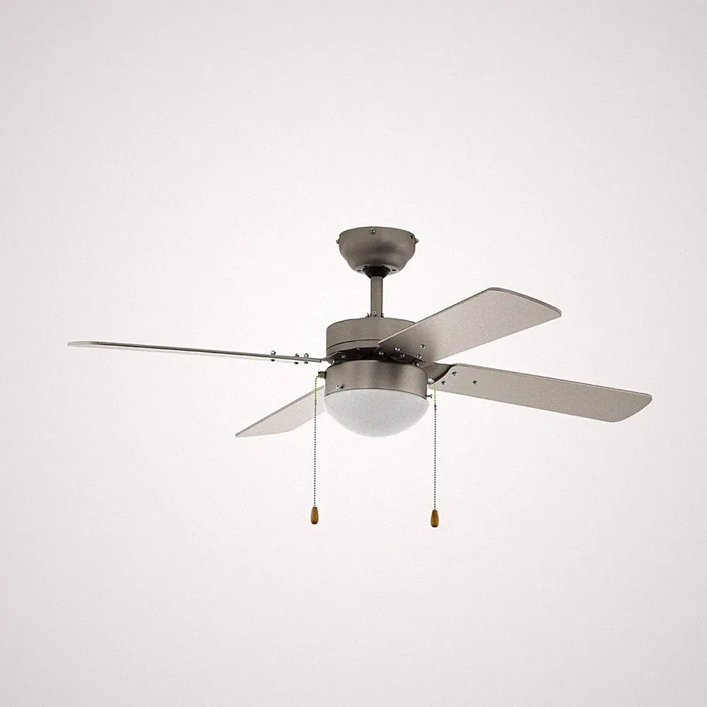 Deckenventilator mit Licht Ventilator Zugkette 4 Wendeflügel MDF Silber Ø106,6cm