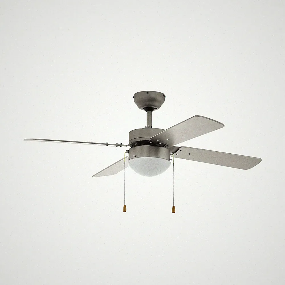 Deckenventilator mit Licht Ventilator Zugkette 4 Wendeflügel MDF Silber Ø106,6cm
