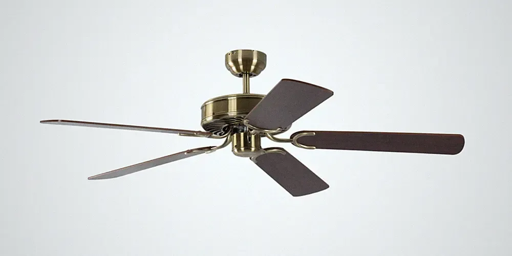 Deckenventilator ohne Licht flach Potkuri Messing Mahagoni Wohnzimmer Lüfter
