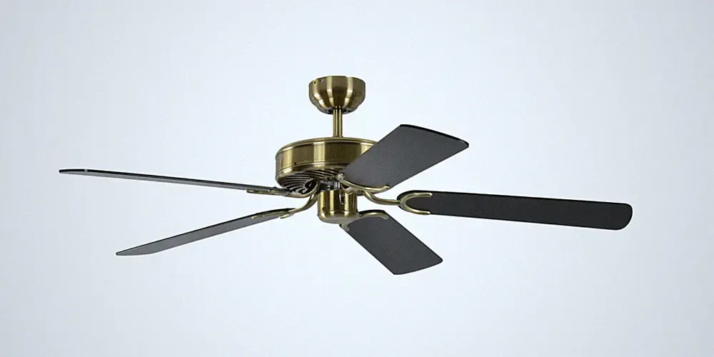 Deckenventilator ohne Licht flach Potkuri Messing Schwarz Wohnzimmer Lüfter
