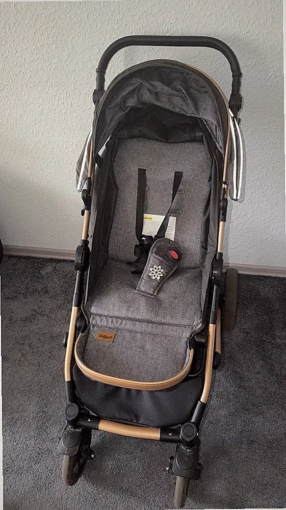 Deliya Kinderwagen Buggy grau/rose Mit Zubehör