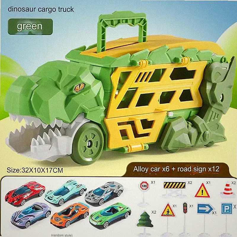 Dinosaurier Transport LKW Kinderspielzeug mit Rückziehfahrzeugen Aufbewahrung