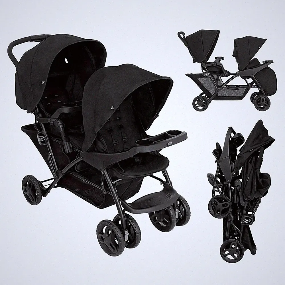 Doppel-Tandemkinderwagen Graco Blaaze Duo Zwillingskinderwagen Frontschürze Nachthimmel