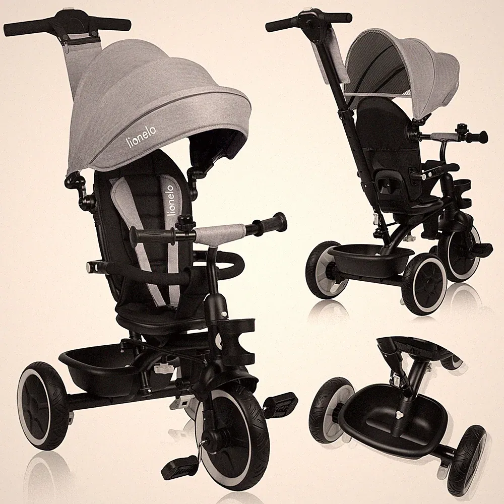 Dreirad und Kinderwagen Lionelo Berry bis zu 25 kg Dreirad-Drehsitz 360° Grau
