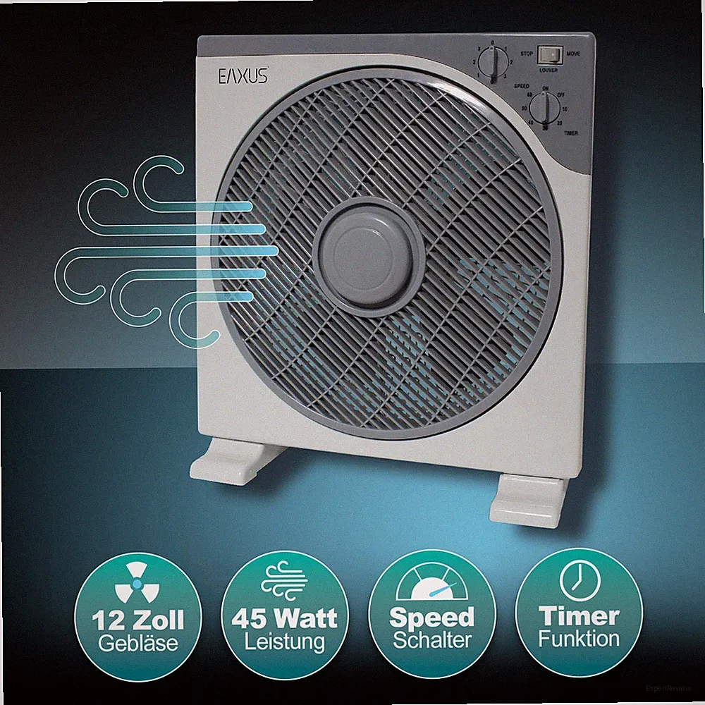 EAXUS® Boden-Tischventilator | Ø 30cm Raumlüfter 45W Oszillierend 3 Stufen