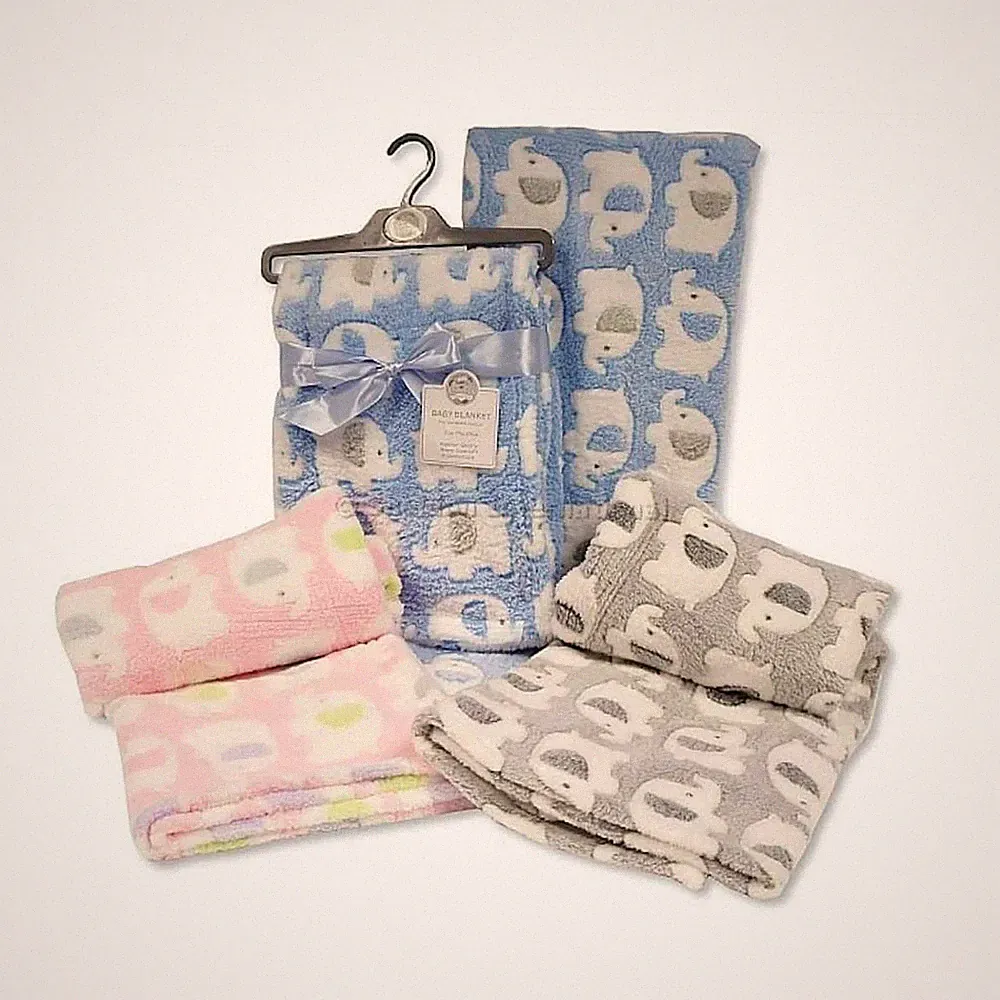 Elefant Fleece Babydecke Halstuch rosa blau grau Neugeborene Kinderwagen Wiege Auto Mädchen Junge