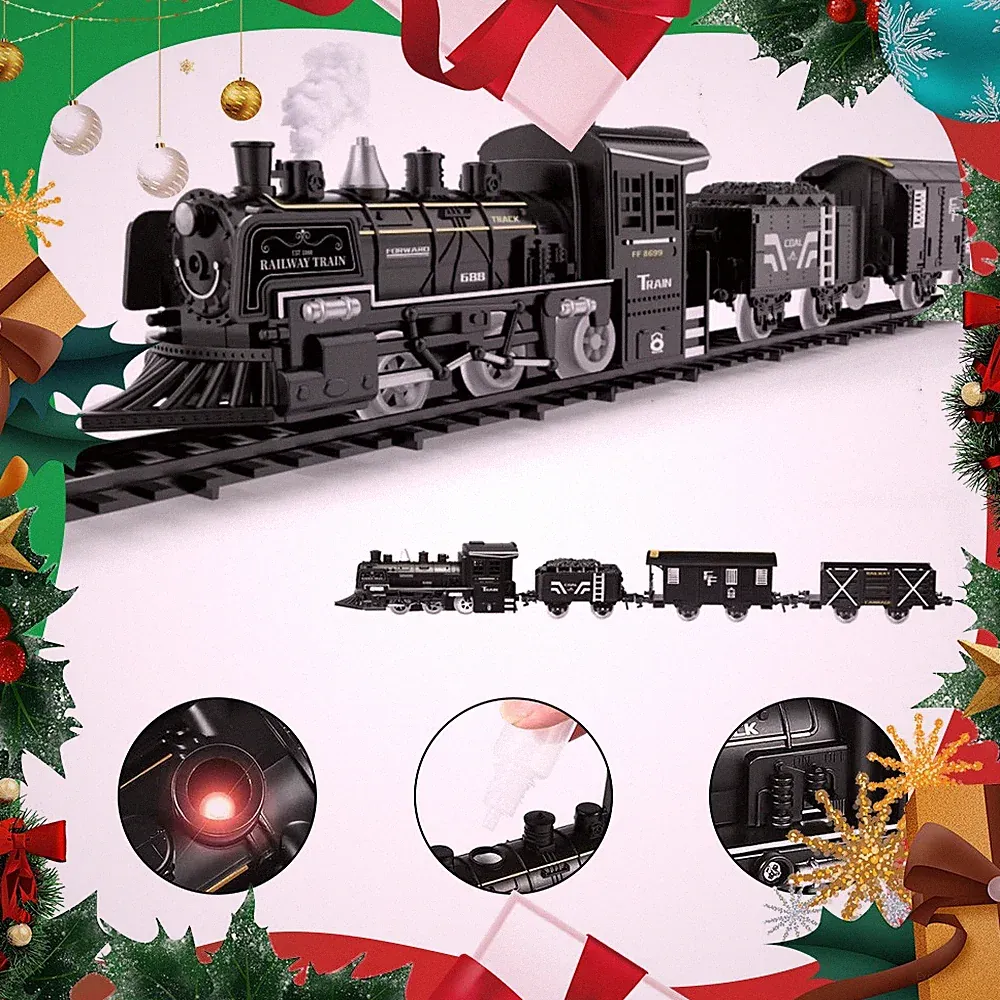 Elektrischer Zug Set Eisenbahn Schienen Spielzeug mit Dampflokomotive Kinder
