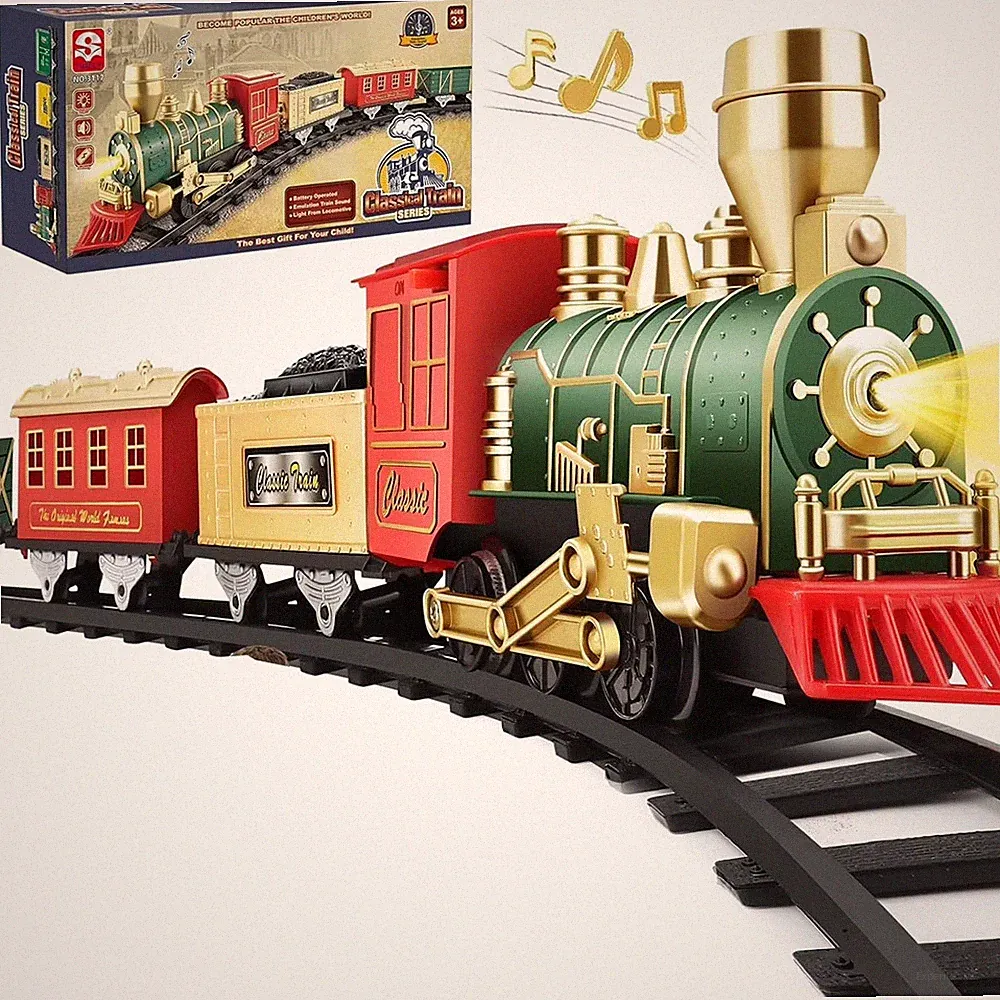 Elektrischer Zug Set Eisenbahn Schienen Spielzeug mit Licht & Sound Kinder Gift