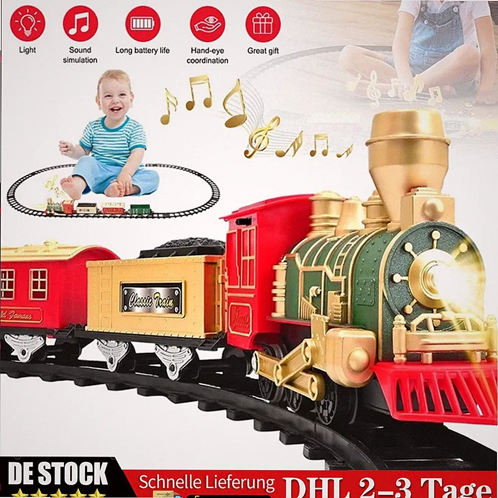 Elektrischer Zug Set Eisenbahn Schienen Spielzeug mit mit Licht und Sound Kinder