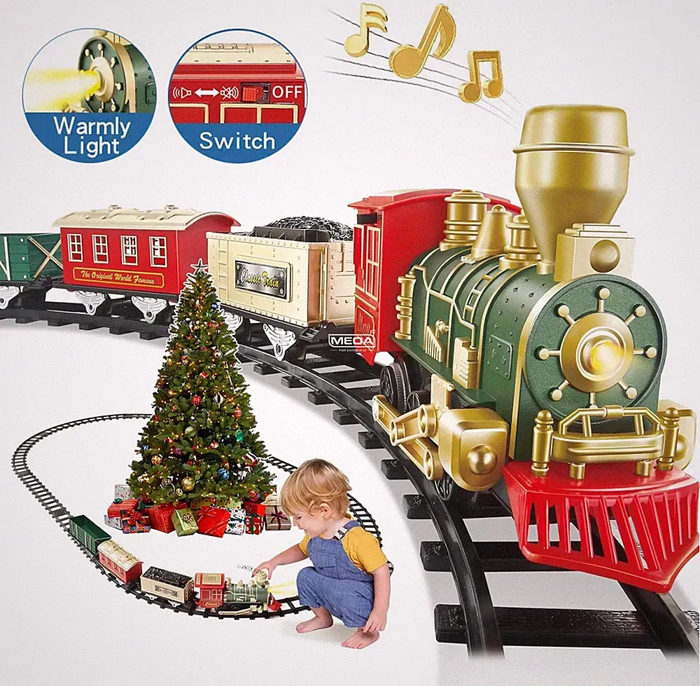 Elektrischer Zug Set für Kinder Eisenbahn Schienen Zug Spielzeug Weihnachtszug
