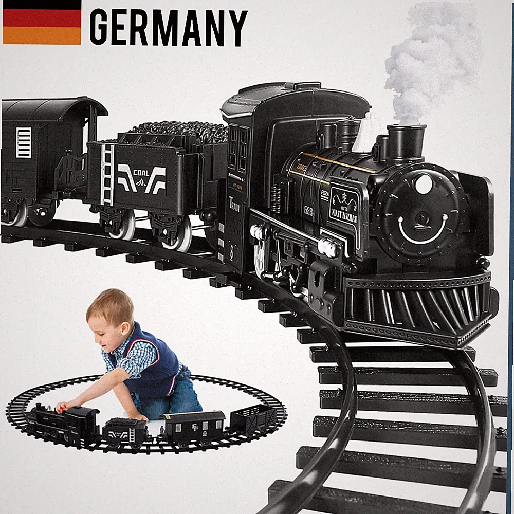 Elektrischer Zug Spielzeug Eisenbahn Set mit Licht und Sound 4 Wagen Kinder