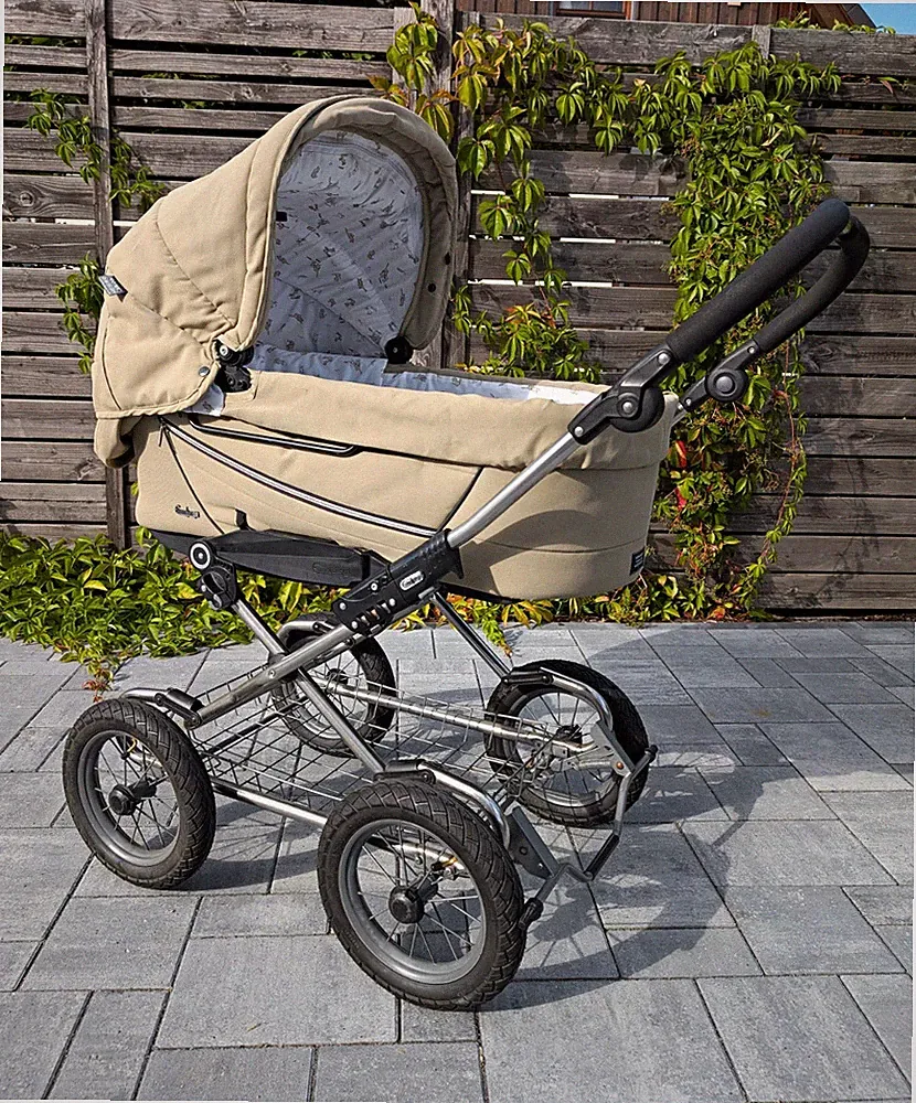 Emmaljunga Kombi Kinderwagen Einsitzer Beige, Rückenlehne verstellb.