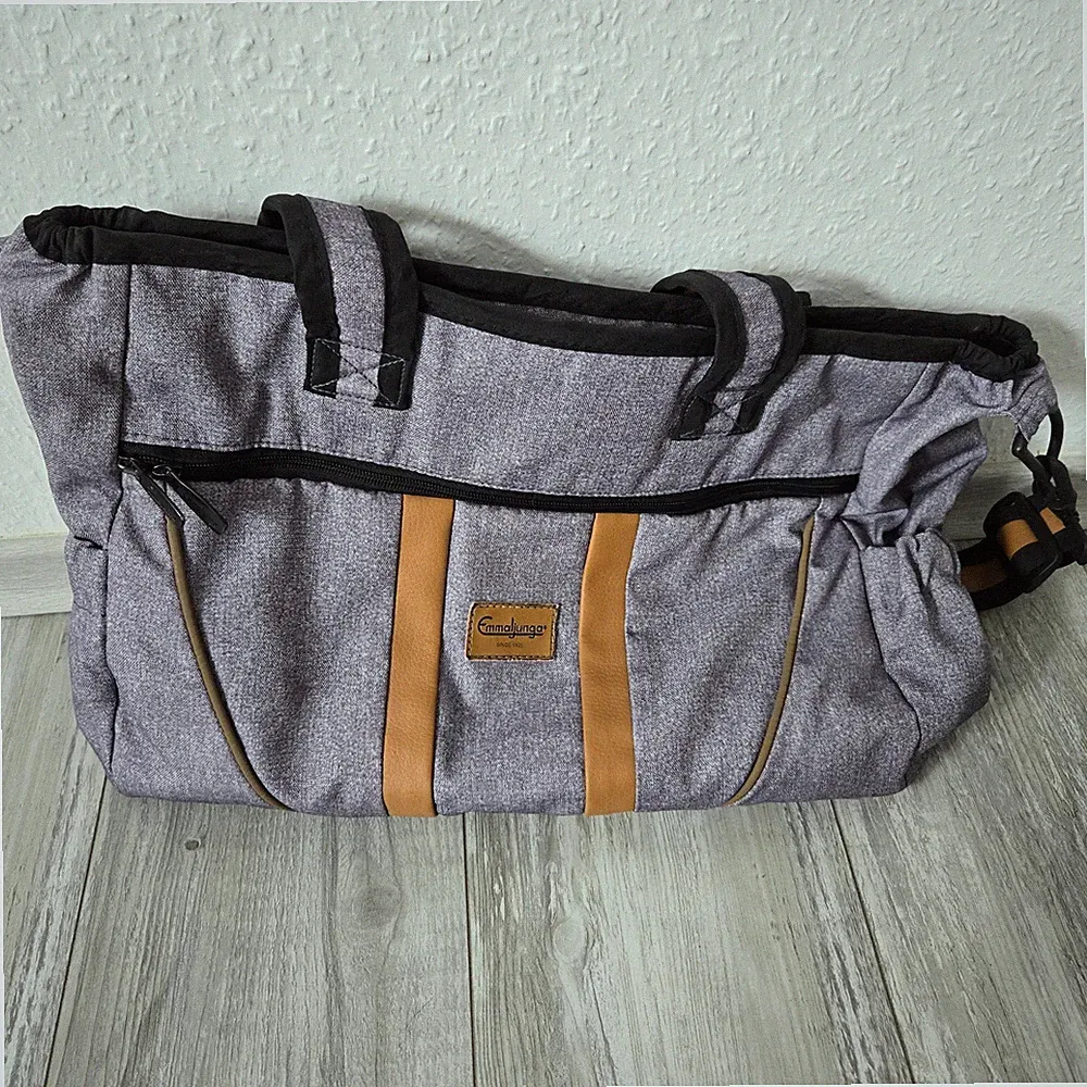 Emmaljunga Wickel Tasche Mutter Windel Baby Beutel Kinder Grau Leder Kinderwagen